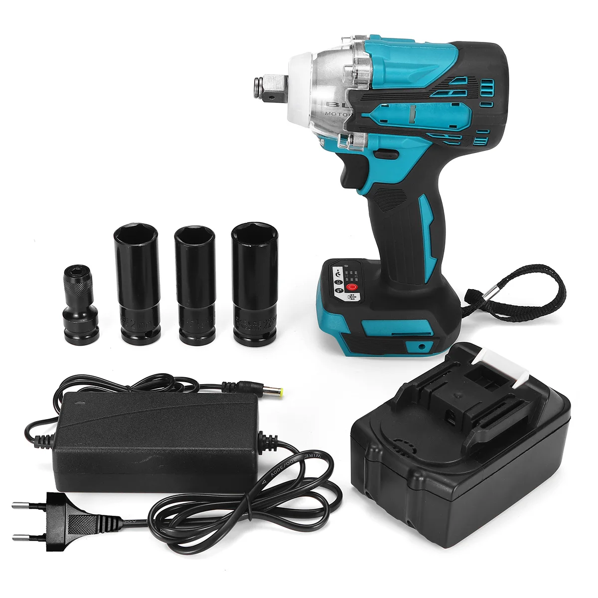 388vf 800N.m. Brushless Cordless Electric Impact Wrench 1/2 inch Power Tools 15000mAh Li Battery Compatible 18V Battery