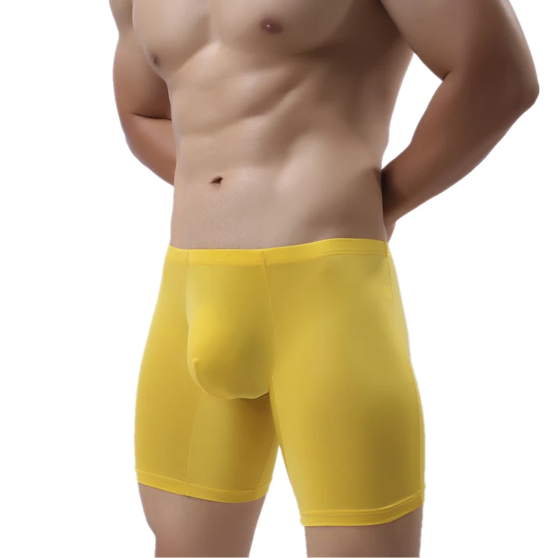 Ice Silk Long Boxer Shorts Panties Man Underwear Men Boxer Men Underwear Shorts Long Leg Boxers Underpants Sexy Pouch Panties