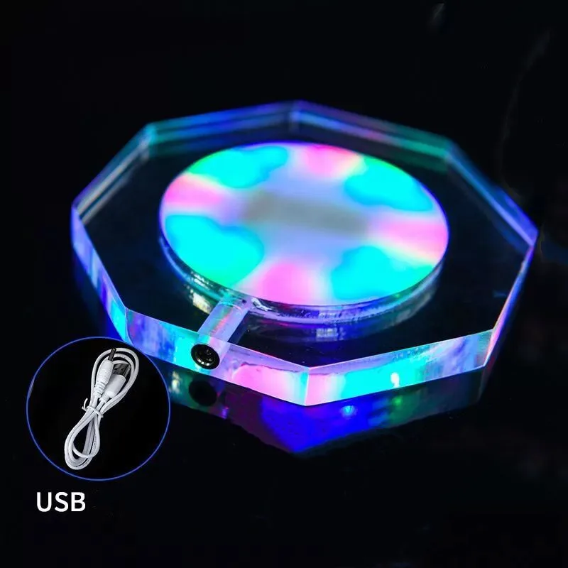 USB Rechargeable LED Cocktail Coaster Acrylic Drink Coasters Bar Beer Beverage Lighting f/Home Club Wedding Bar Party Decoration