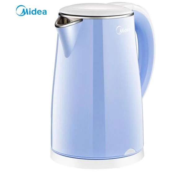 Midea electric kettle hot water kettle double-layer anti scalding 304 stainless steel 1.7L capacity quick heating coffee tea pot