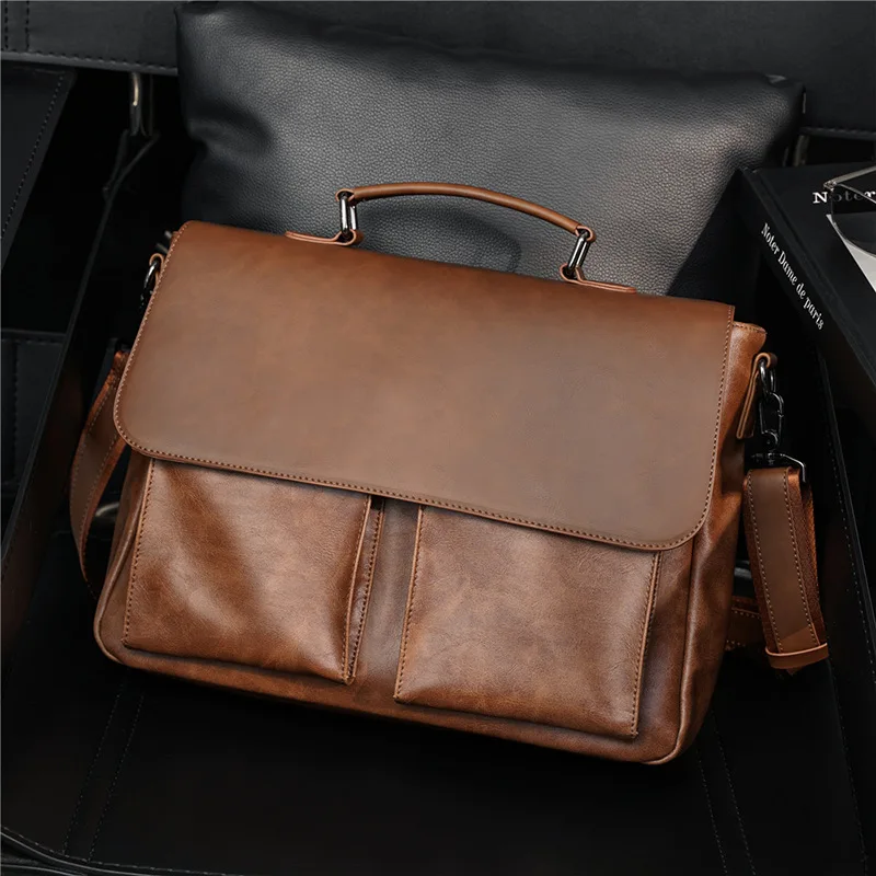 Vintage Leather Men Shoulder Bag Handbag Fashion Luxury Men's Briefcase Shoulder Bag Crossbody Messenger Bag Male Satchels 2022