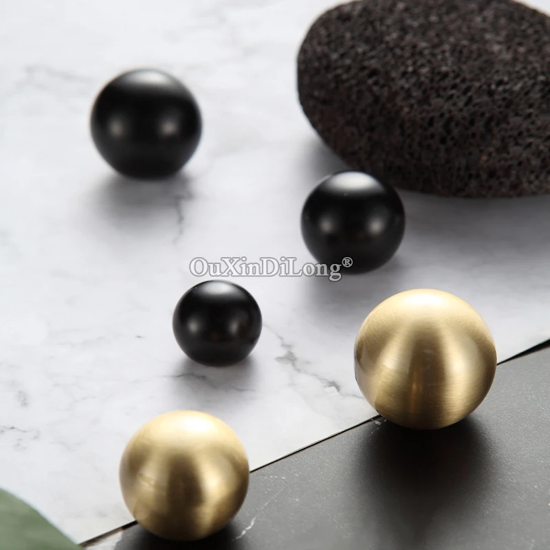 4PCS Solid Brass Round Ball Furniture Handles Drawer Knobs Cupboard Wardrobe Kitchen Closet Dresser Wine Cabinet Pulls Knobs