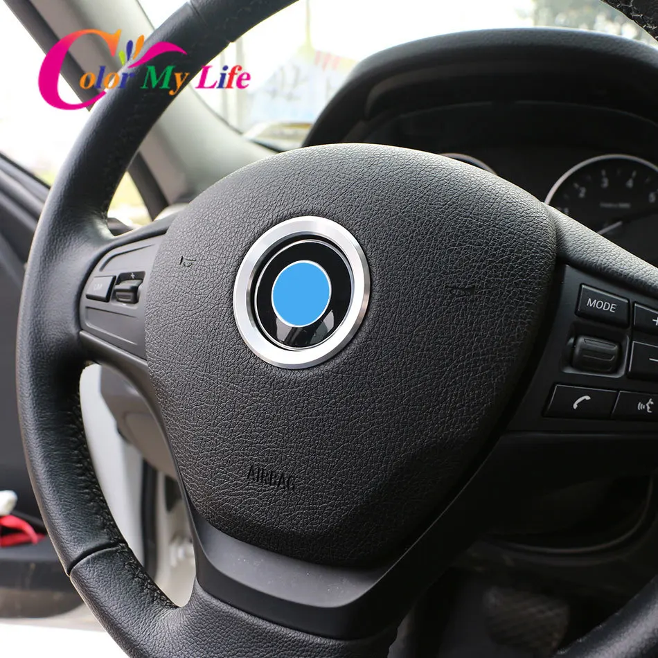 Color My Life Car Steering Wheel Logo Circle Cover Trim Sticker for BMW X1 F48 F30 F31 F34 F35 F36 F25 F26 F21 F20 F15 F16