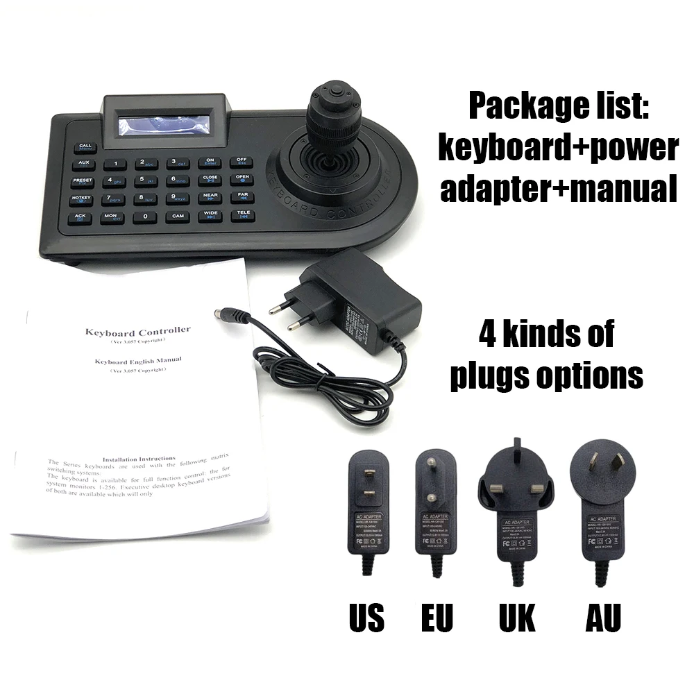 4-Axis Joystick CCTV Keyboard Controller Keypad for Security Analog AHD PTZ Speed Dome Camera Decoder Pelco RS485 Pan Tilt Zoom