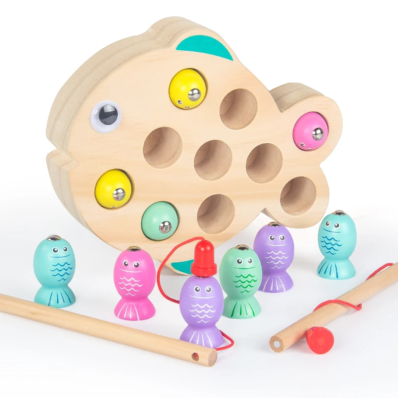 Jeu de pêche magnétique 3D Montessori en bois pour bébé, jouets éducatifs pour enfants, cadeau d'anniversaire et de noël