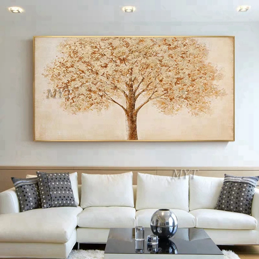 Maple Leaves Frameless Abstract Oil Painting On Canvas For Living Room Home Pictures Paint By Modern Oil Wall Art Paintings