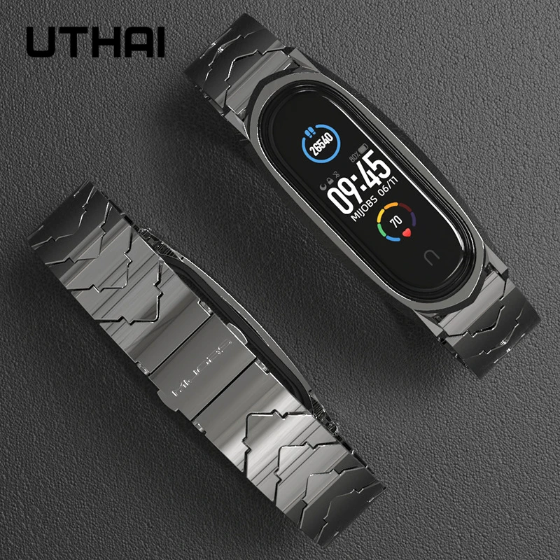 Strap For Xiaomi mi band 6 5 4 3 Mi Bracelet Metal Wristband 304 Stainless Steel Universal V Type watchbands UTHAI S20