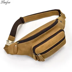 Sac de taille multifonction en cuir de vache pour homme, sac de poitrine drôle, Hiqh qualité, Mini sacs à bandoulière, pochette pour téléphone