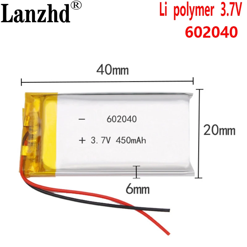 

50pcs 602040 3.7V 500mah Li-ion lithium polymer battery For MP3 MP4 Smart Watch Bluetooth headset Backup Power Li-po cell