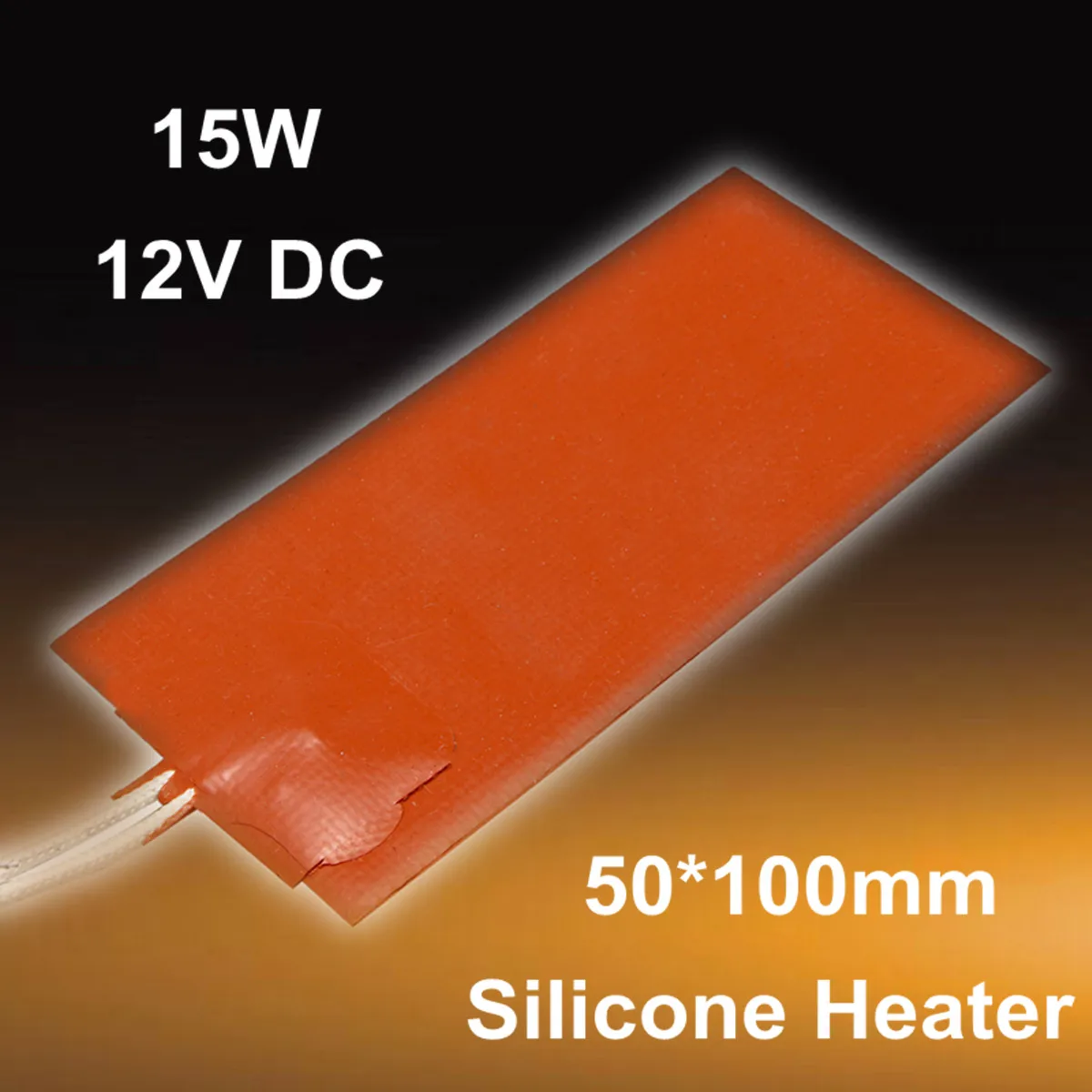 15W 12V DC 50X100mm Flexible Waterproof Silicon Heater Pad Wire Heater Engine Block Oil Pan Hydraulic Tank Heating Plate Mat