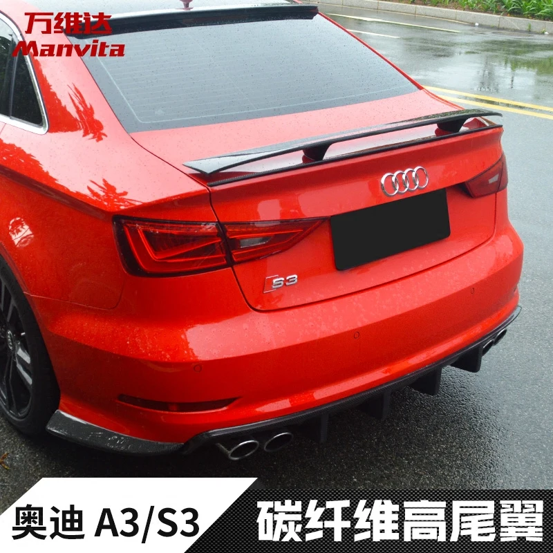

For Audi A3 S3 RS3 2014 - 2018 High Quality R Carbon Fiber Rear Roof Spoiler Wing Trunk Lip Boot Cover Car Styling