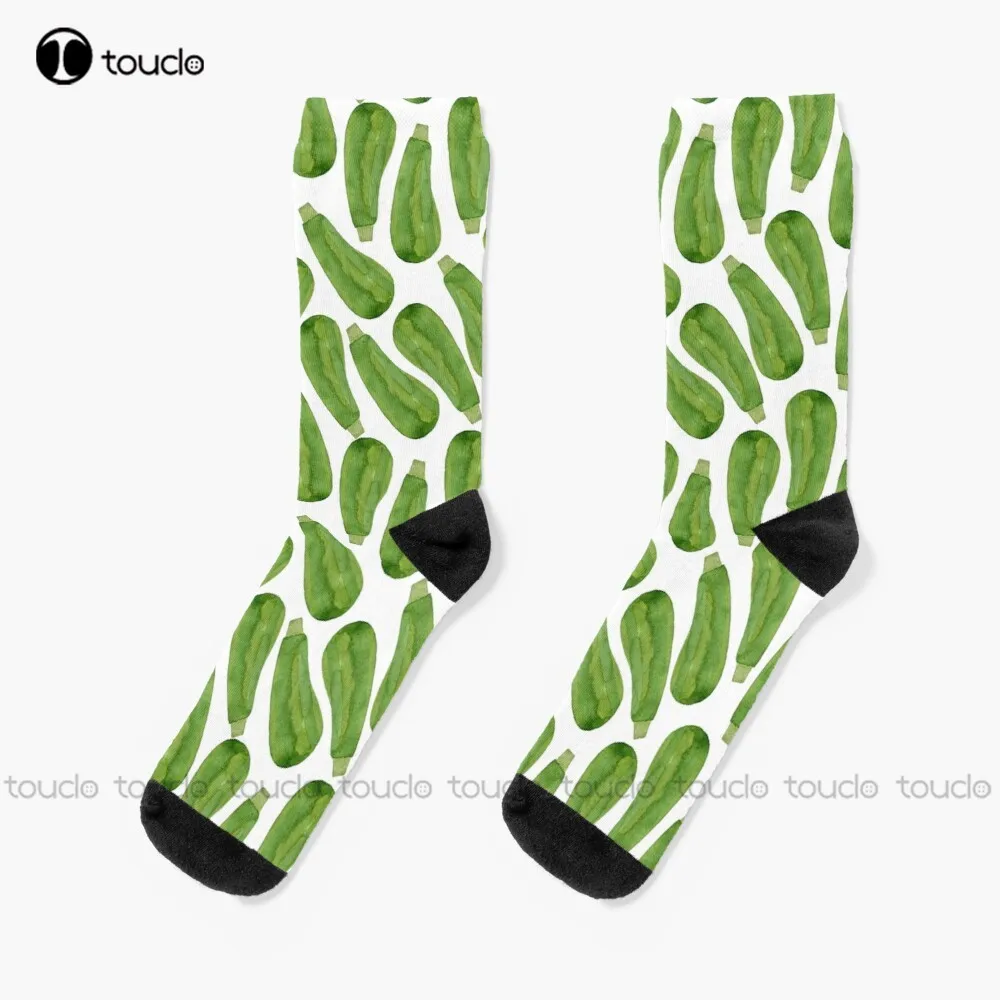 

Watercolor Green Zucchini Socks Ankle Socks For Women Personalized Custom Unisex Adult Teen Youth Socks 360° Digital Print