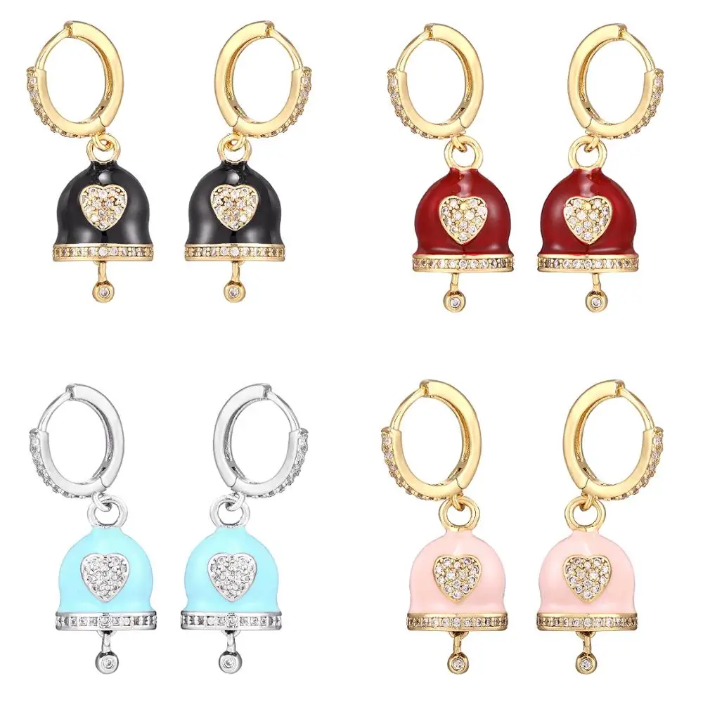 

HECHENG 1pair colorful cz small bell earrings wholesale for women jewelry new fashion cute accessries