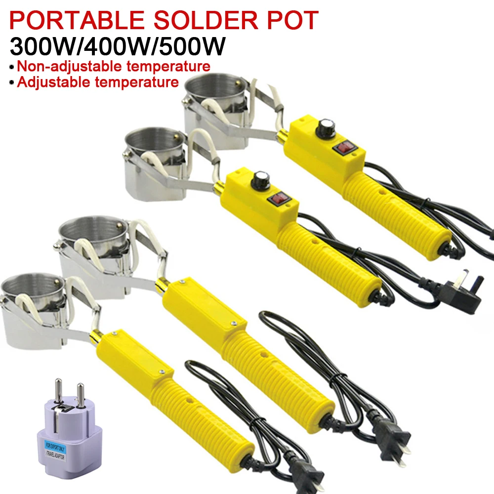 300W/400W/500W Portable Solder Pot Tin Melting Furnace Handheld Adjustable Temperature Control Desoldering Bath Tool