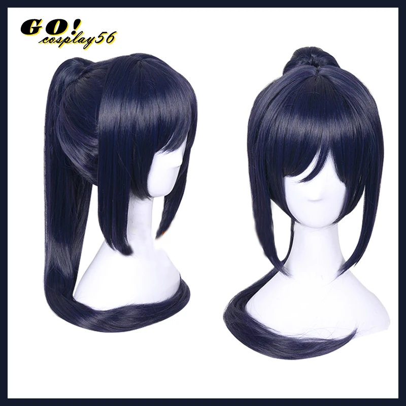 Kanan Matsuura Cosplay Wig School Idol Blue Straight Long Ponytail Hair Heat Resistant Anime Role-play Headwear