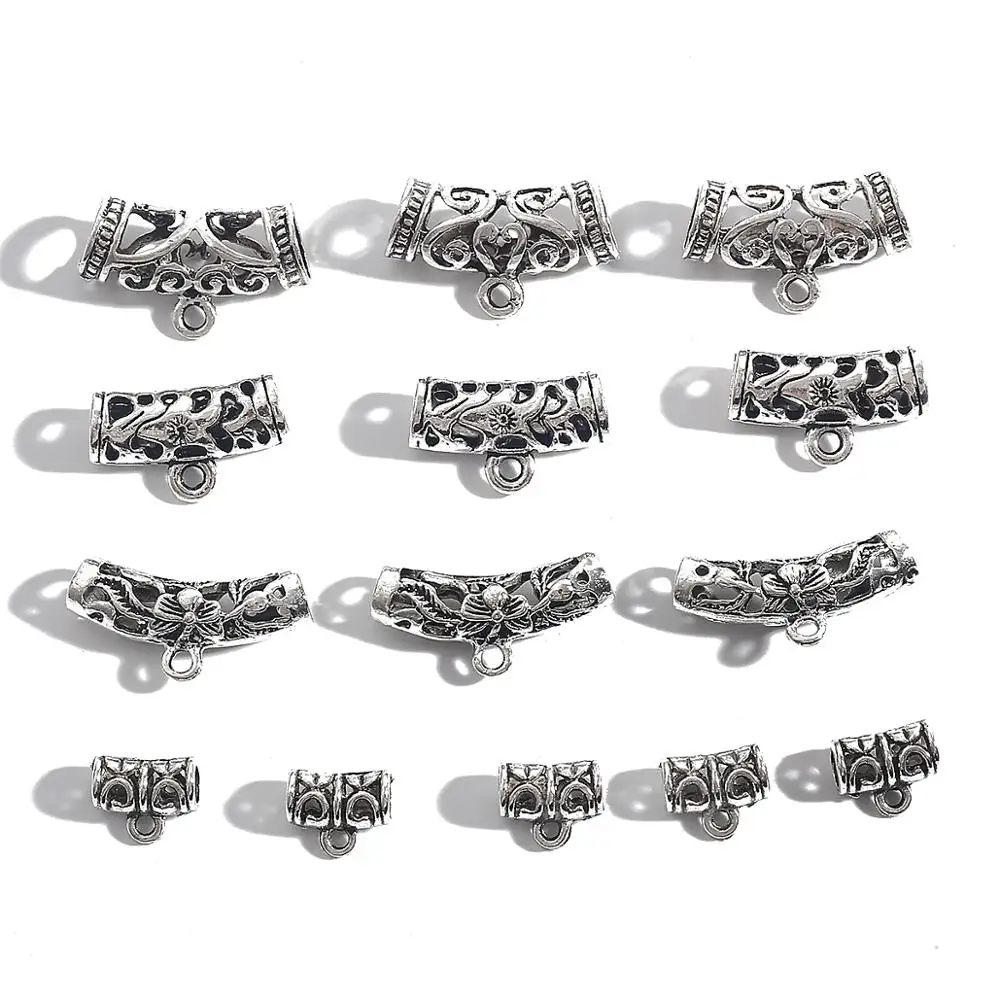 10 sztuk Hollow Metal srebrny Plated luźne koralik Spacer złącze zakrzywiona rurka wisiorki z koralikami dla DIY bransoletka naszyjnik tworzenia biżuterii — zdjęcie 4