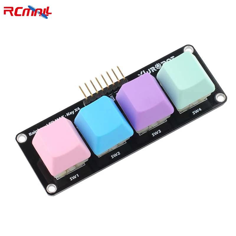 RCmall 4 Keys RGB Mechanical Keyboard Module Rainbow LED MAX-Key SK6812 RGB Full Color LED Button for Arduino Building Blocks