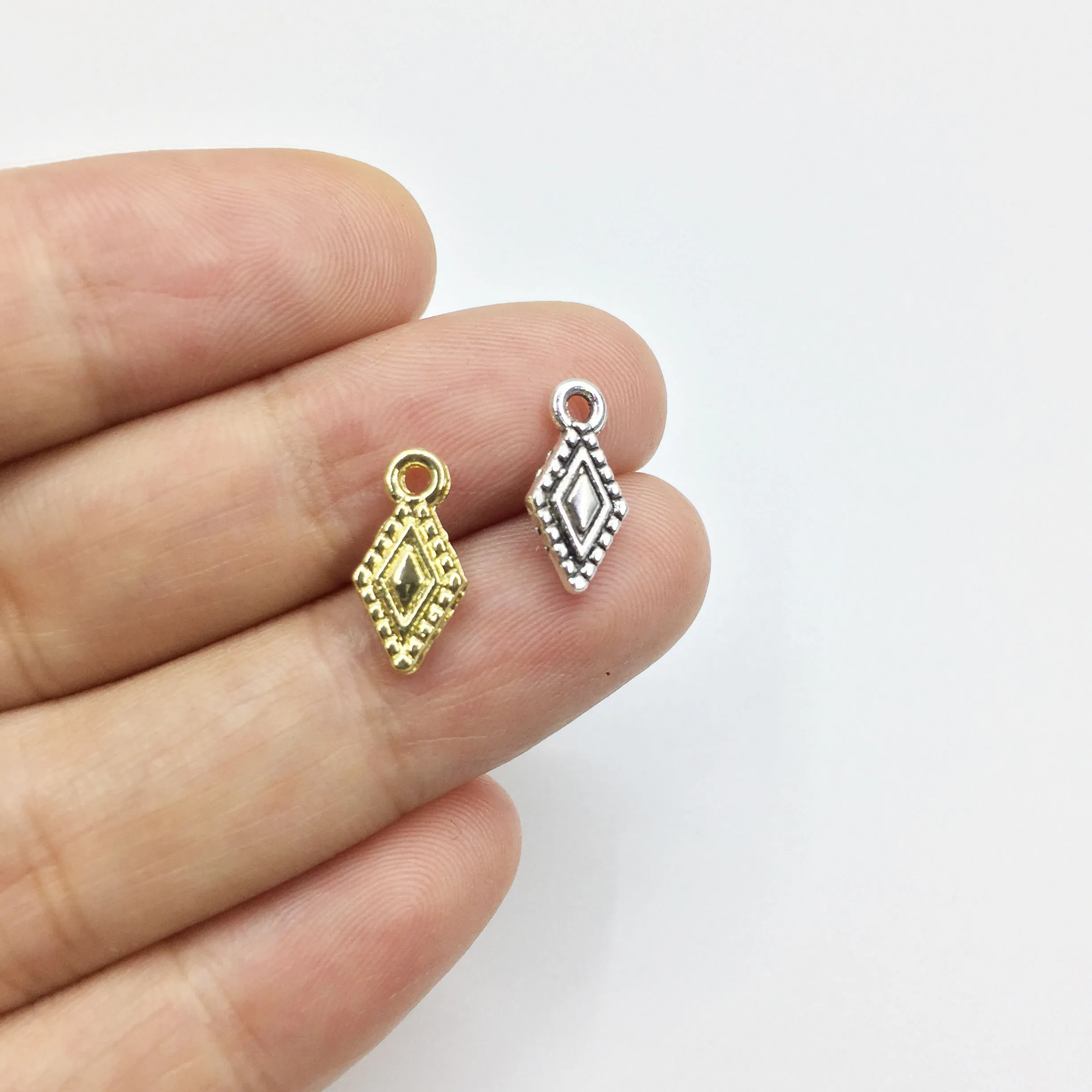 Eruifa 20pcs 6*13mm  Plated Drop Zinc Alloy Charms Pendant Jewelry DIY Necklace Bracelet Earrings 2 Colors