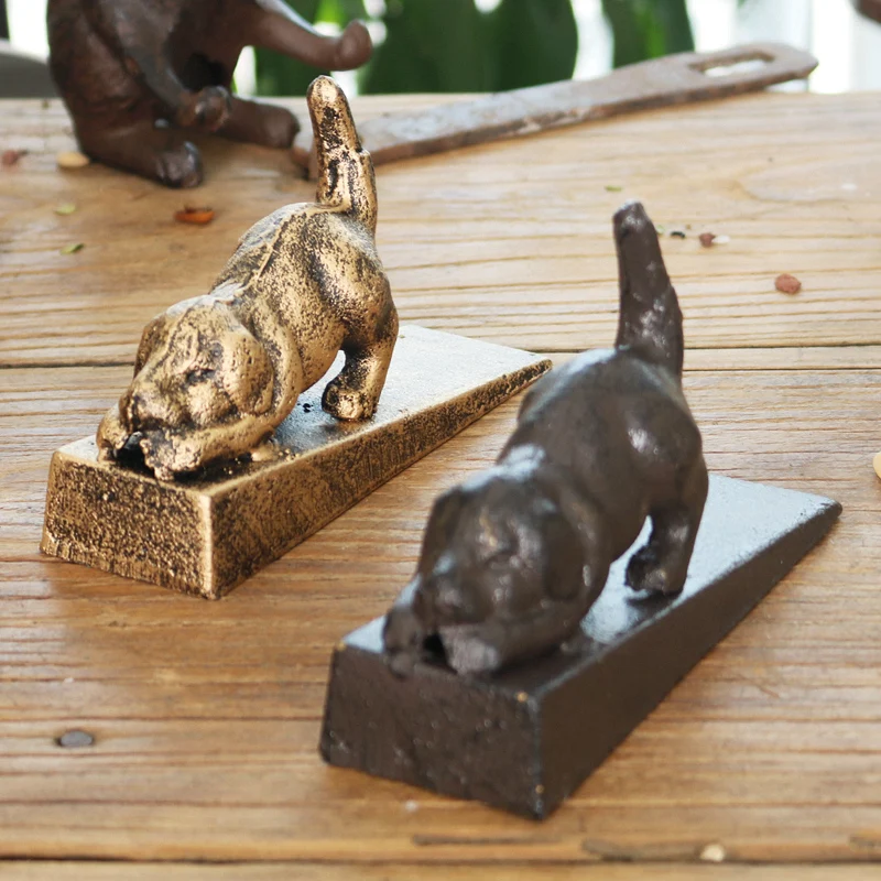 Antique Copper Black Dog Bird Cast Iron Door Stop European Home Garden Animal Figurines Heavy Metal Door Stopper Paper Weight