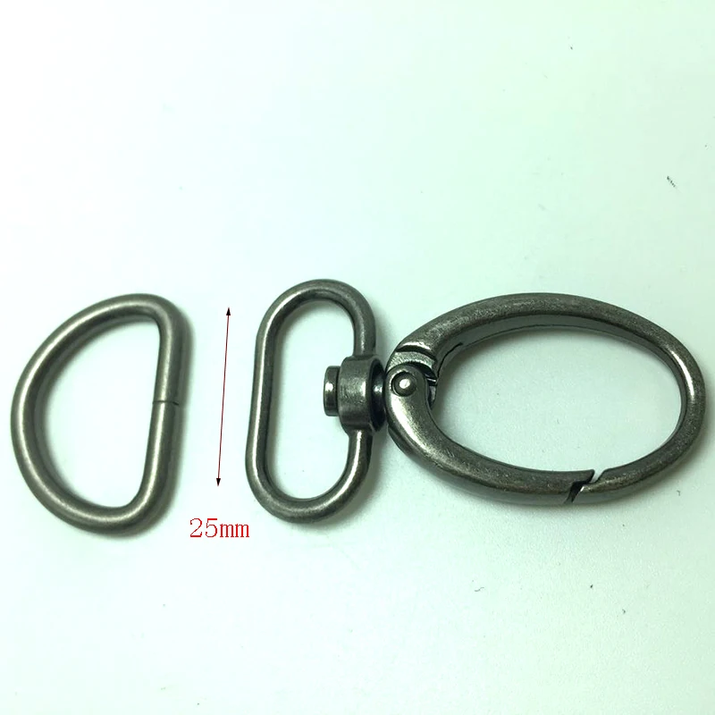 25mm 32mm old silver trigger snap hook swivel clasp hooks & Matched D Ring hardware accessory DIY High quality