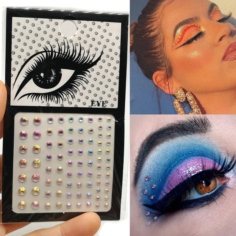 1PCS Eyes Gems Self Adhesive Lashed Sparkly Crystal Eyeliner Sticker Transfer Face Makeup Rhinestones Art Tattoos