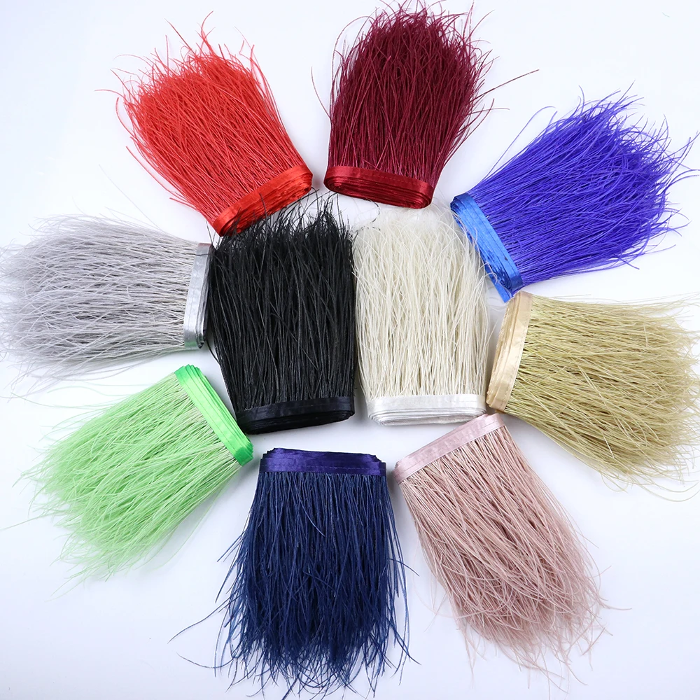 10-15cm Natural Peacock Feathers Fringe Trim Dyeing Peacock Plumes On Ribbon Wedding Dress Decorative Feather For Crafts Custom