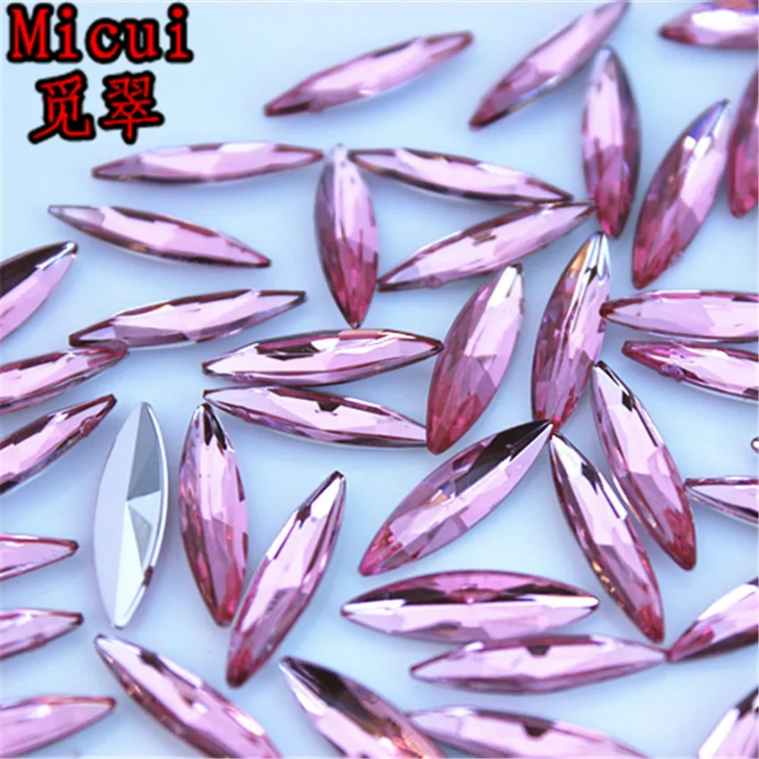 Micui 200pcs  4*15mm Horse Eye Pointback Acrylic Rhinestones Crystal Stones for Clothing Garments Bags Crafts Decorative MC285