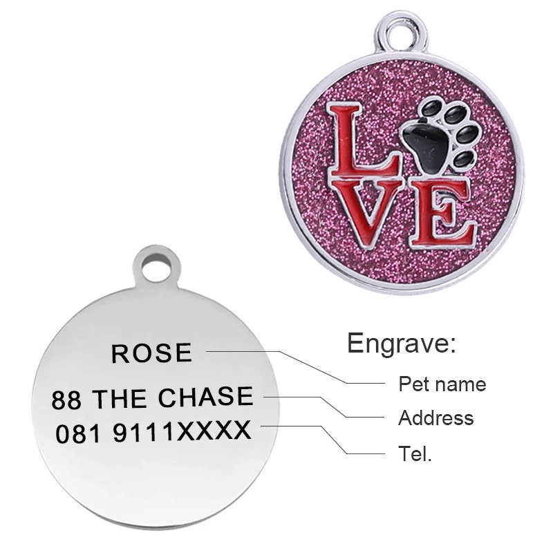 Pet Dog Id Tags Cat Collar Accessories Decoration Pet ID Dog Tags Collars Stainless Steel Cat Tag Customized Tag Free Engraving