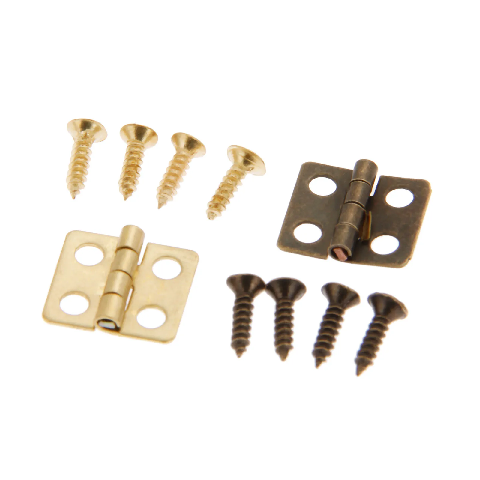 40pcs/lot 13*12mm Mini Hinges 4 holes Decor w/screws Antique Bronze/Gold Cabinet Drawer Door Butt Jewelry Box Furniture Hardware