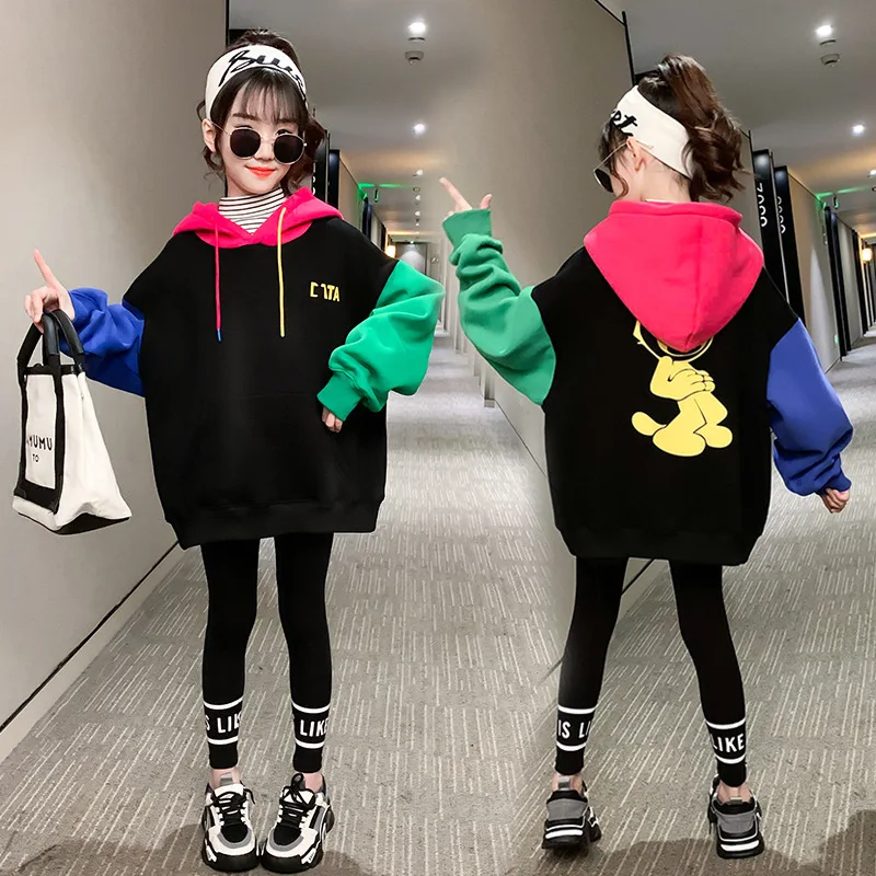 

Girls' Hoodies Sweatshirts Jacket 2021 Beauty Winter Autumn Thicken Velvet Warm Pullover Fleece Underwear Cotton Children's Clot