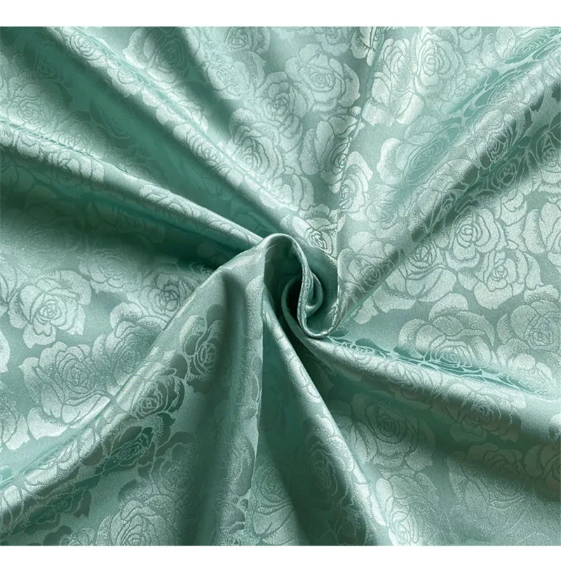 CF996 Damask Silk Satin Brocade Jacquard Fabric, Water Green, Bright Yellow, Light Apricot, Rose, Costume, DIY Home Textile