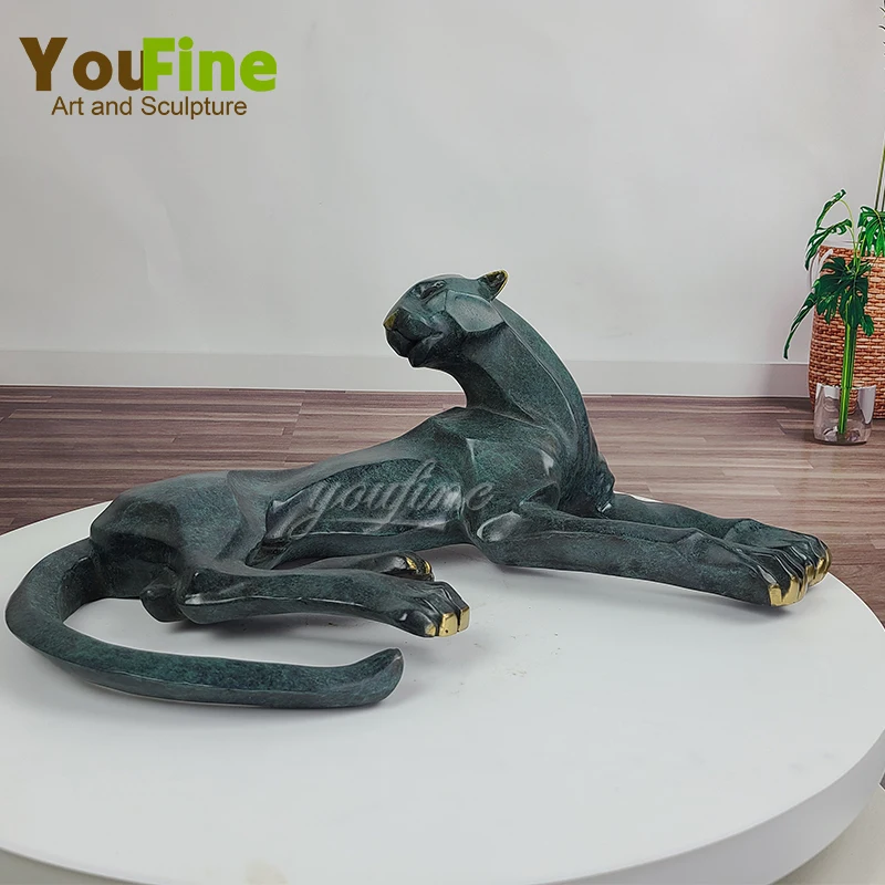 50cm Bronze Leopard Statues Bronze Leopard Sculpture Wildlife Animal Bronze Sculptures Figurines Home Office Art Decor Gifts