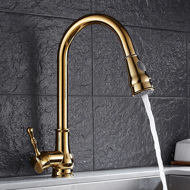 

Vidric Newly Arrived Pull Out Kitchen Faucet Gold/Chrome/nickel/black Sink Mixer Tap 360 degree rotation kitchen mixer taps Kitc