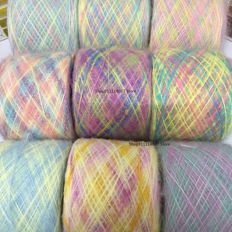 200g Segment barwione przędzy moherowej Rainbow Puffy przędzy DIY ręcznie sweter z dzianiny szal szydełka przyjazne dla skóry dziecko wełna nić