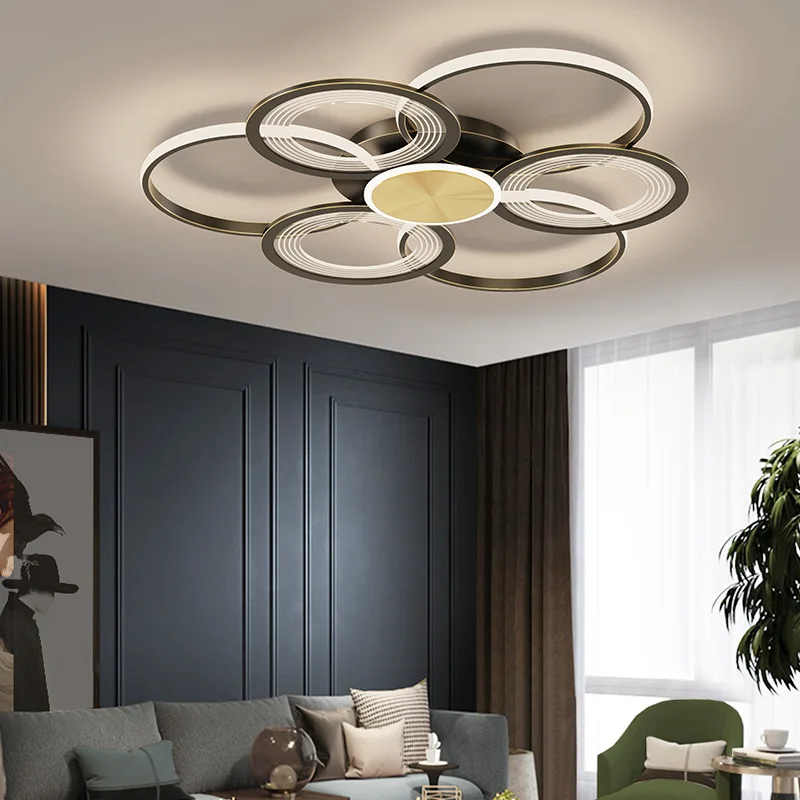 Post Modern Creative Ring Ceiling Lamp Personality Art Bedroom Study Lamp Atmosphere Living Room Decoration Ceiling Led Lights