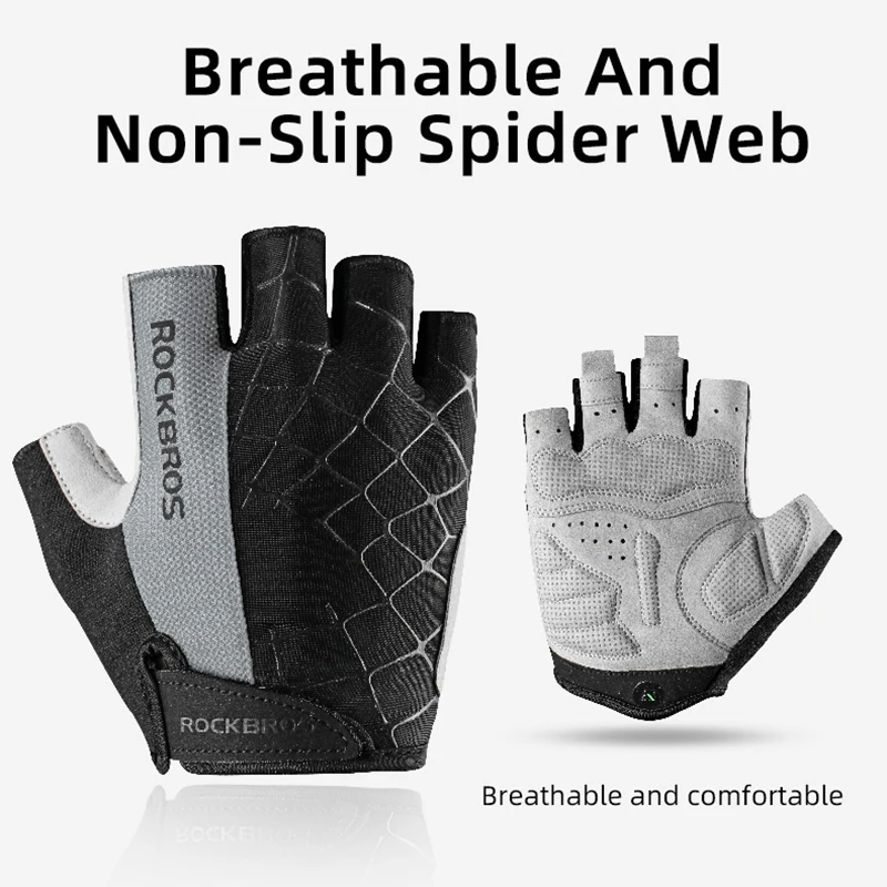 ROCKBROS Cycling Anti-slip Anti-sweat Men Women Half Finger Gloves Breathable Anti-shock Sports Gloves Bike Bicycle Glove