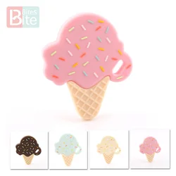 Bite Bites 1pc Silicone Ice Cream Teether BPA Free Silicone Accessory Nylon Rope Cream Chocolate Baby Shower Gift Baby Teether