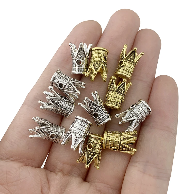 30 x Tibetan Silver/Gold Color 3D Crown Charms for Bracelet Necklace earrings DIY Jewelry Making Accessories 13x7mm