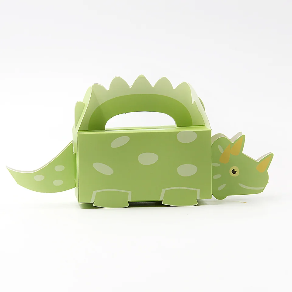 10 Stück grün-blaue Dinosaurier-Keksboxen, Karton, Dinosaurier-Süßigkeitsbox, für Jungen, alles Gute zum Geburtstag, Party-Dekorationen, Papierverpackungsboxen – Detail 9