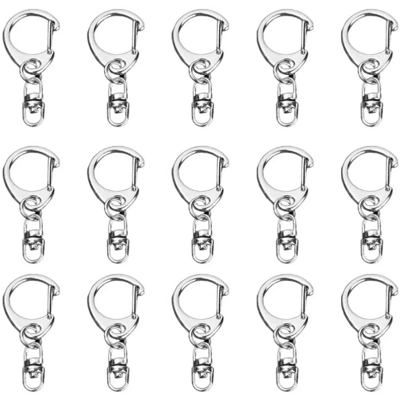 

50pcs Key Chain Clip Hooks Metal Swivel Lanyard Snap Hooks C-Shape Hooks Key Rings Crafting