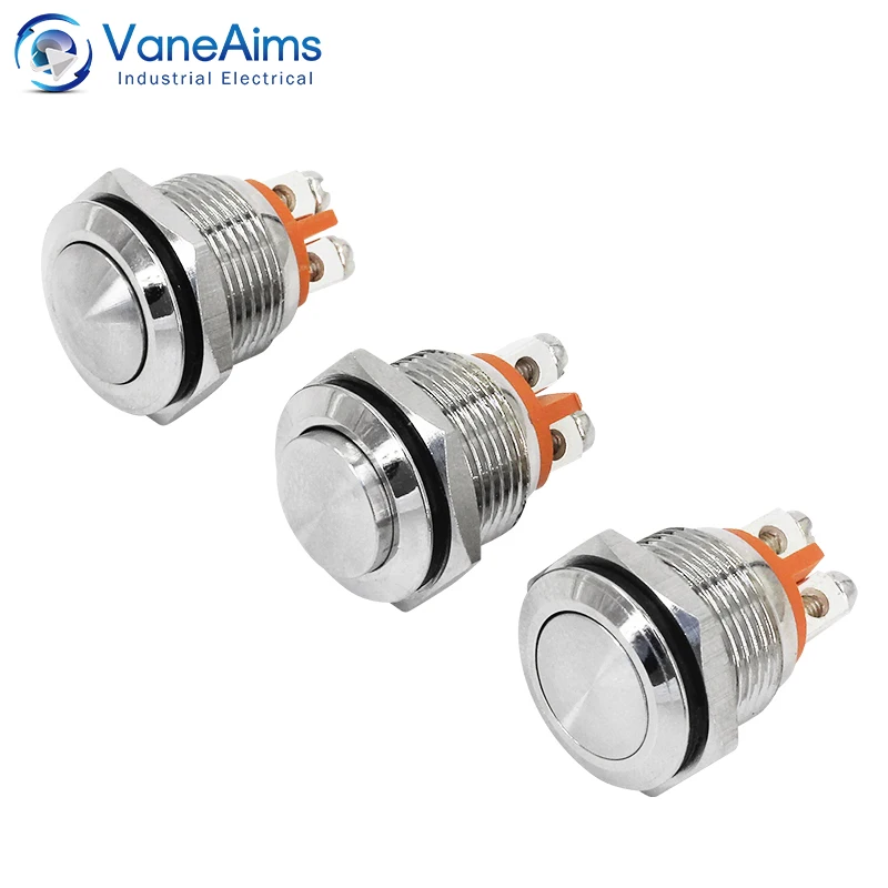 16mm Push Metal button screw fixed Momentary welding foot self-locking switch equipment modification accessories Latching