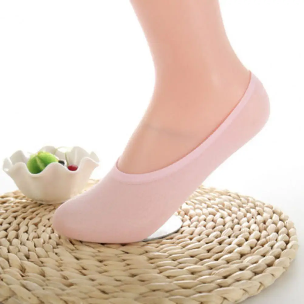 1 Pair Short Socks Solid Color Anti-slip Breathable Women Low Cut Ankle Socks for Daily Wear