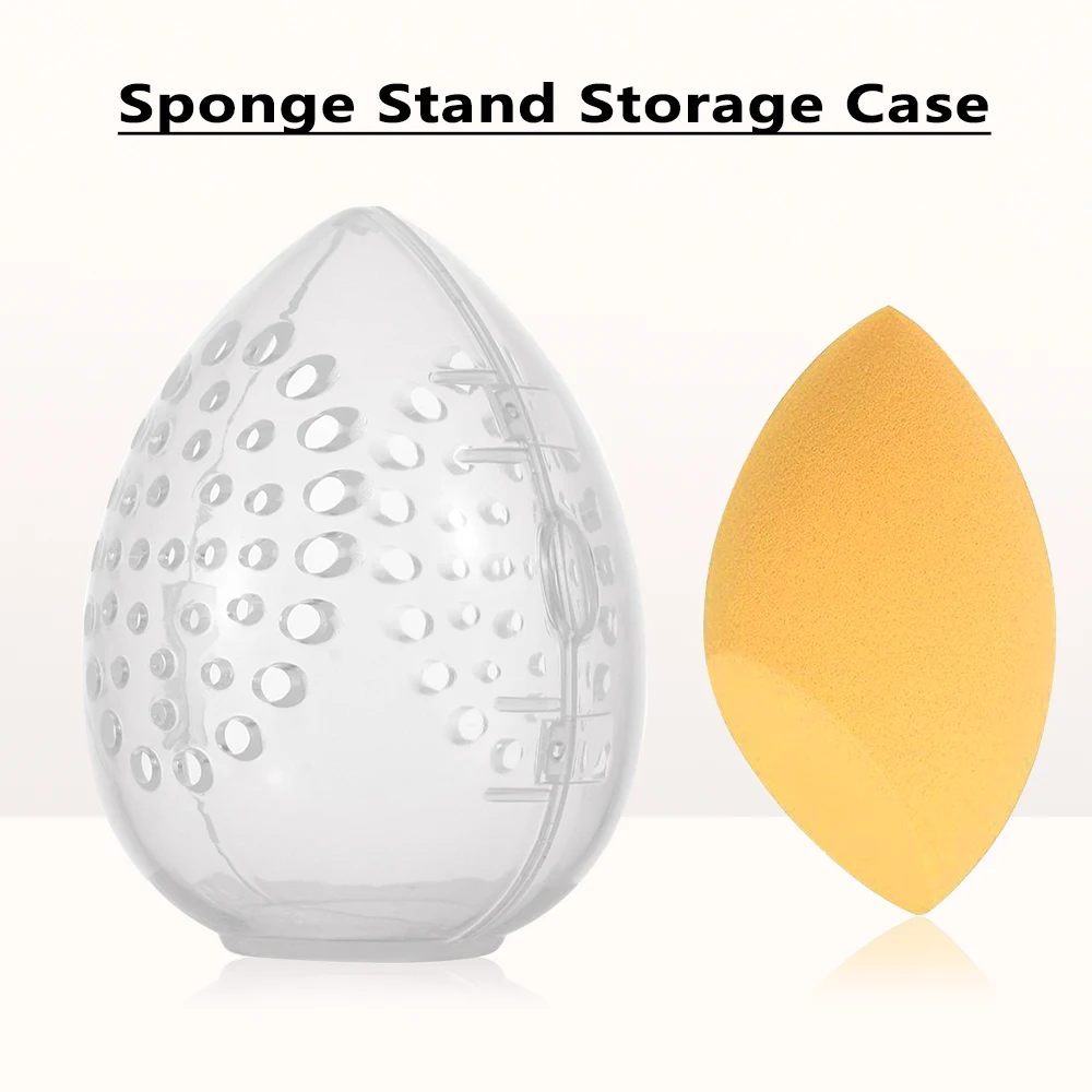 Hot!1PC Beauty Sponge Stand Storage Case Makeup Blender Puff Holder Empty Cosmetic Egg Shaped Rack Transparent Puffs Drying Box