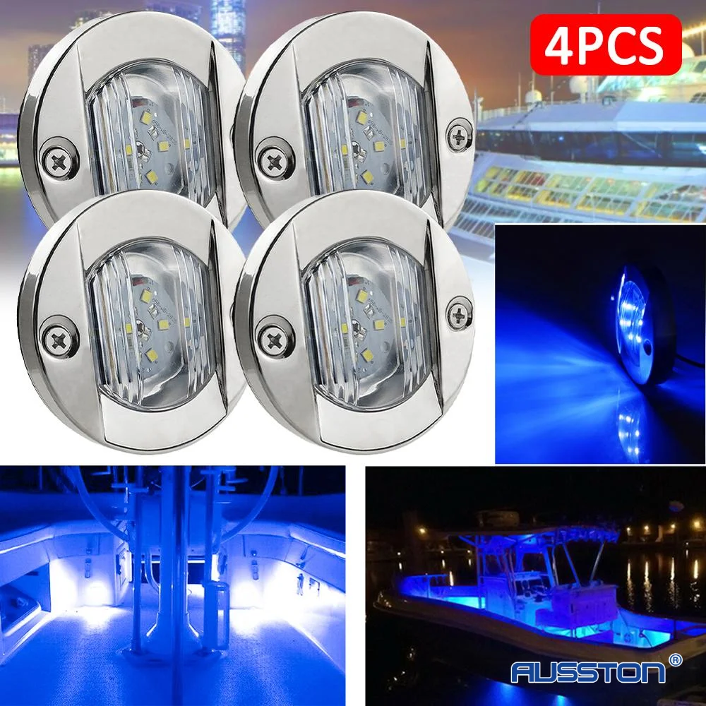 DC 12V Marine Boat Transom LED Stern Light Round Cold White LED Tail Lamp Yacht Accessory Blue/ White