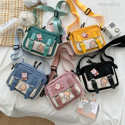 Bolsa crossbody multifuncional para meninas, bolsa quadrada pequena, cruz de todos os jogos, lona, um ombro, estudante bonito, versão coreana, novo, 2024