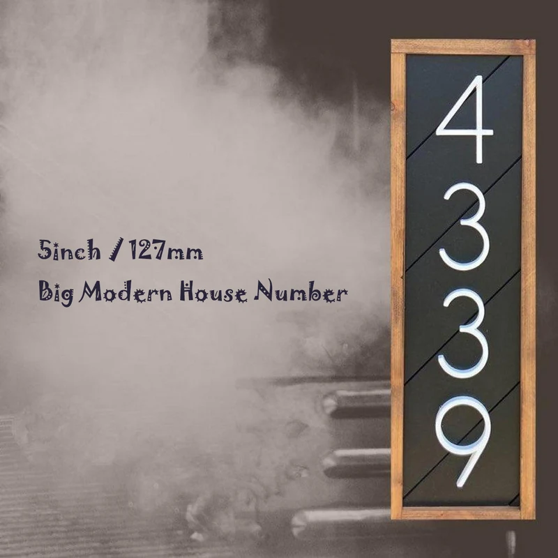 127mm White Floating Modern House Number White Door Home Address Numbers for Hous Digital Outdoor Sign Plates 5 In. #8