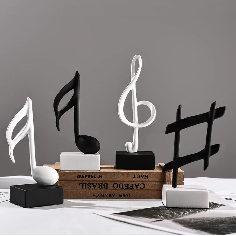 

Nordic Musical Note Black White Music Class Piano Resin Crafts Fairy Garden Miniatures Figurines Home Decoration Accessories