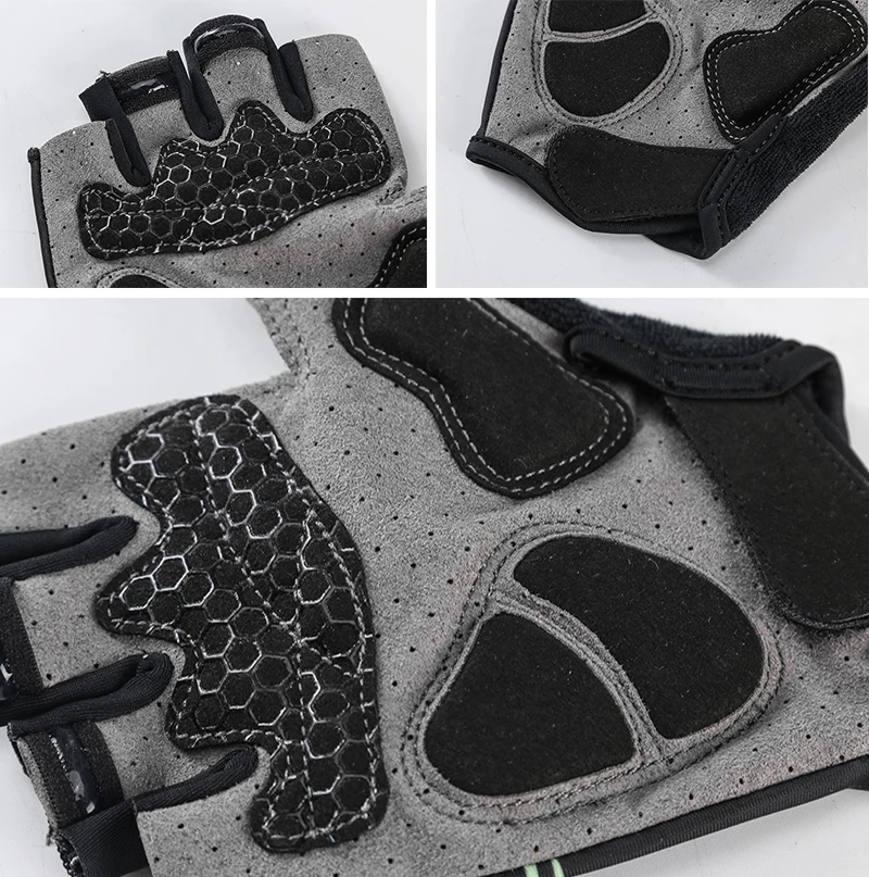 Radfahren Anti-slip Halbe Finger Handschuhe MTB Fahrrad Handschuhe Pad Männer Frauen Atmungsaktive Anti-shock Sport Handschuhe – Detail 6