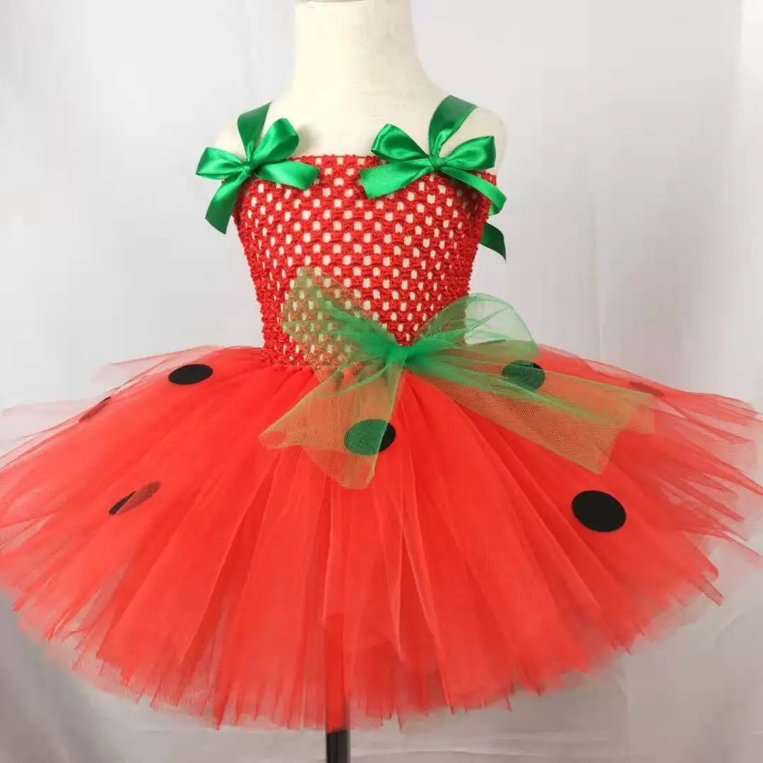 2021 prettyGirls Tutu Dress Red Green Tulle Children Girl Party Dress Kids Birthday Christmas Halloween Costume For Girls