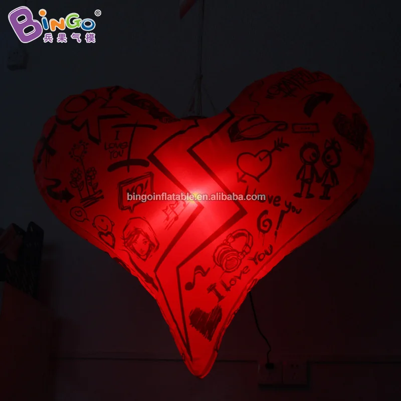 Event decoration 0.8 meters inflatable heart shape model with LED lighting for sale / Hanging heart balloon for display toys